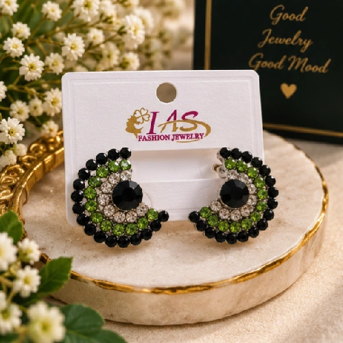 Elegant Crescent Moon Pave Crystal Tops – Festive Statement Earrings - Image 2