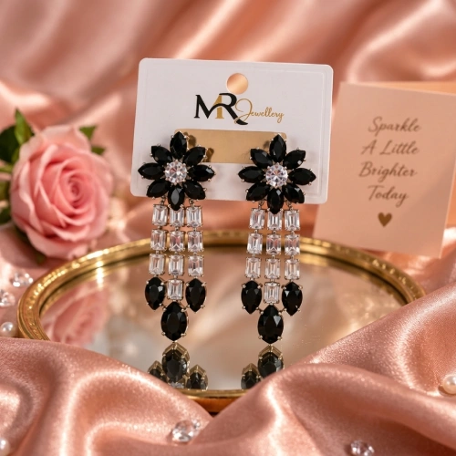 Glamorous Flower Cluster Top Crystal Chandelier Dangle Earrings for Women