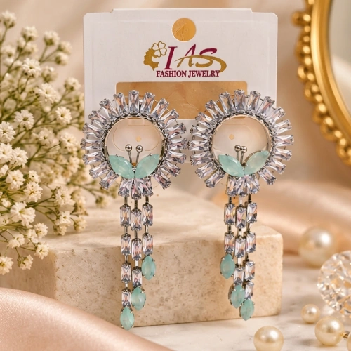 Luxury Crystal Halo Studs with Cascading Tiered Drip Statement Tops