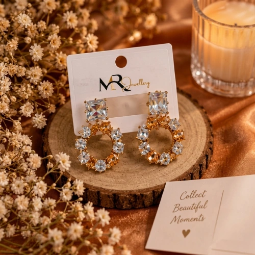 Luxury Radiant-Cut Crystal Stud Earrings with Open Wreath Hoop Drop