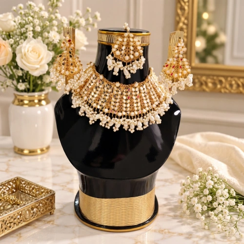 Opulent Bridal Kundan & Pearl Cluster Choker Jewellery Set