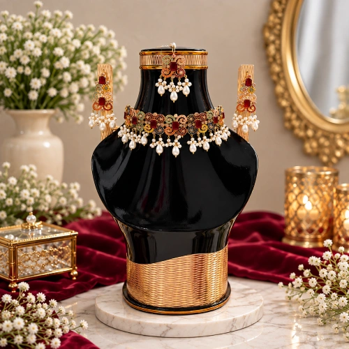 Premium Royal Multi-Color Meenakari Choker Jewelry Set with Pearl Clusters