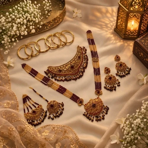 Opulent Full Bridal Jewellery Combo Set – Choker, Long Necklace, Bangles, Earrings, Tikka & Passa