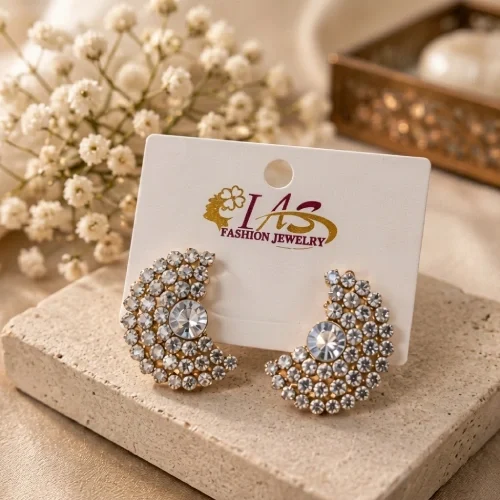 Elegant Crescent Moon Pave Crystal Tops – Festive Statement Earrings
