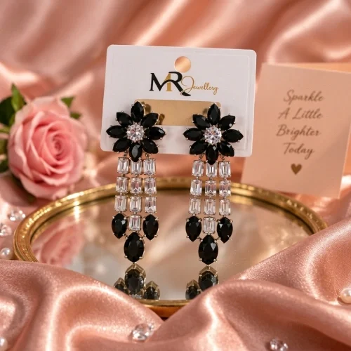 Glamorous Flower Cluster Top Crystal Chandelier Dangle Earrings for Women